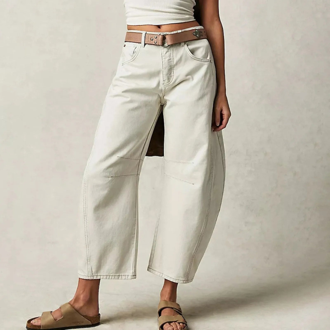Women's Barrel Leg Jeans with High Waist and Relaxed Fit