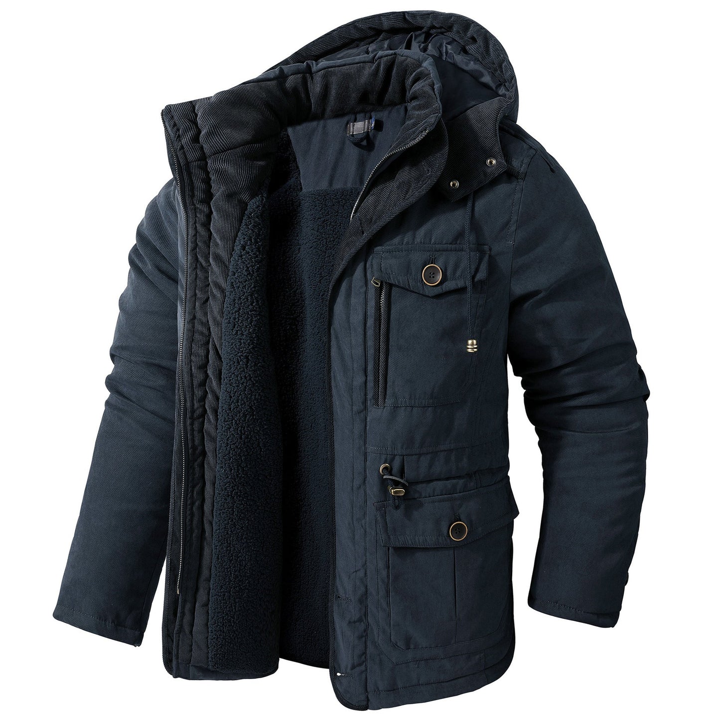 Street-wave Winter Jacket For Men With Hood Insulated FleeceLined Multi Pocket Comfort