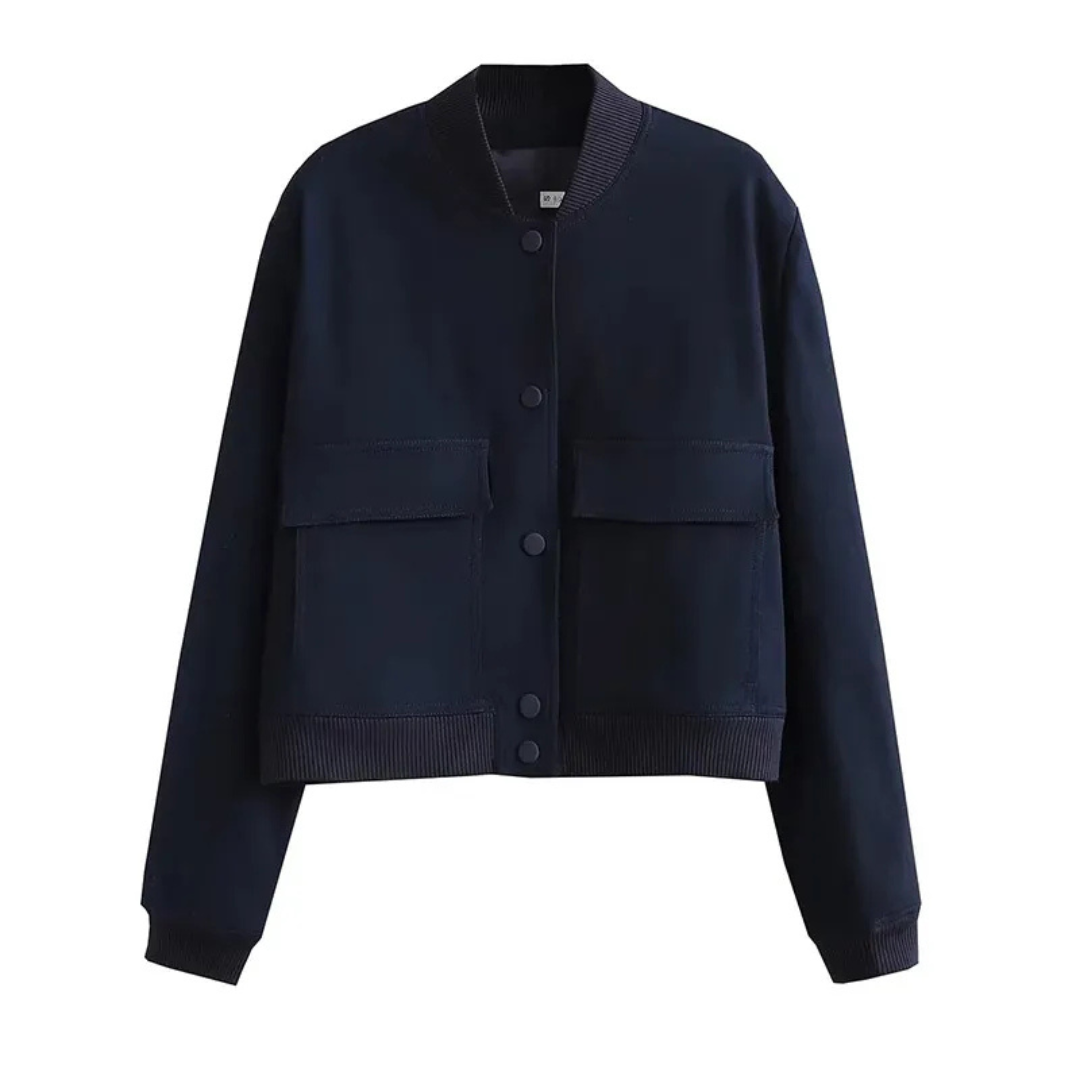Street-Wave Womens Short Jacket With Crew Neck Premium Materials All Season Outerwear