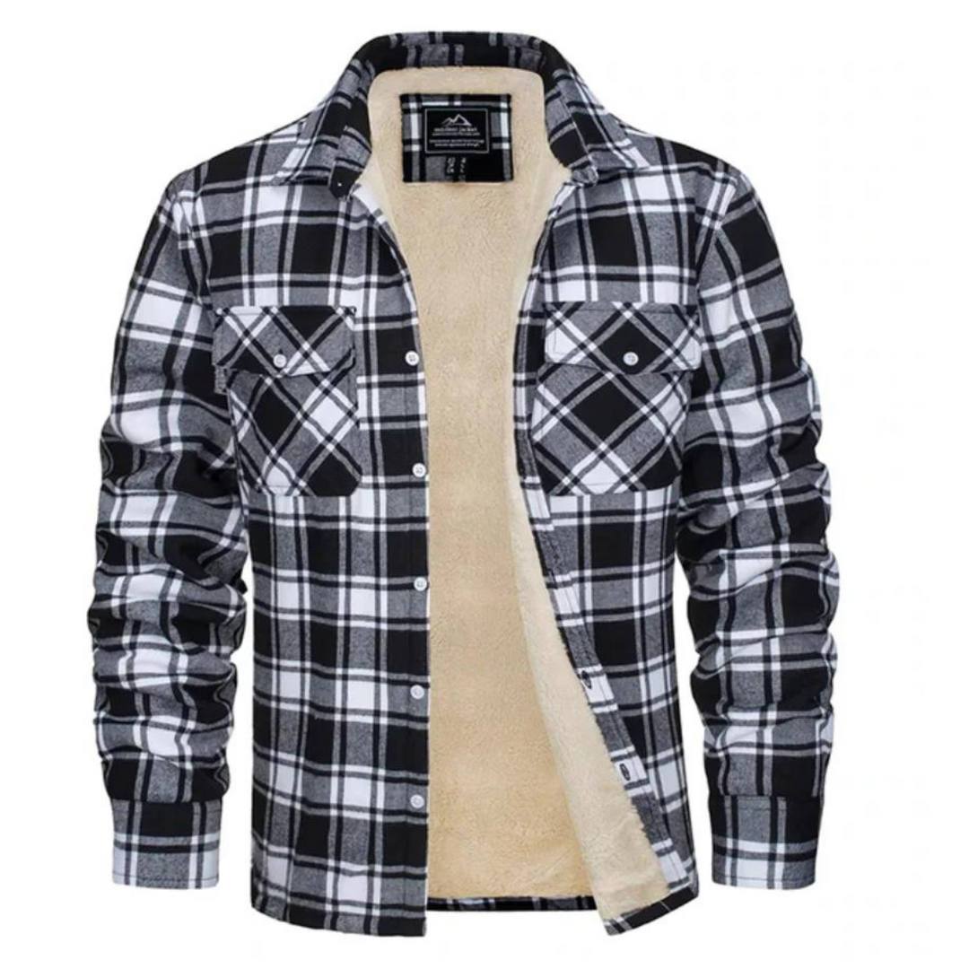 Street-wave Lumberjack Jacket For Men With Warm Sherpa Lining Durable Plaid Flannel