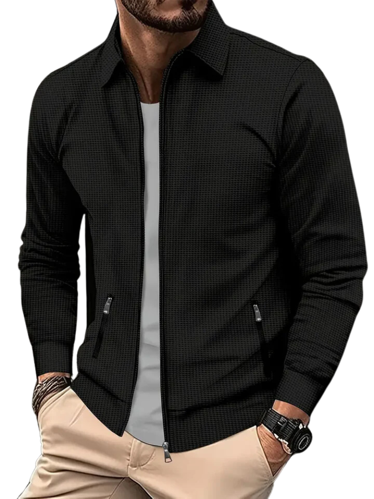 Street-wave Lightweight Zip Jacket for Men With Zippered Pockets And Elastic Cuffs