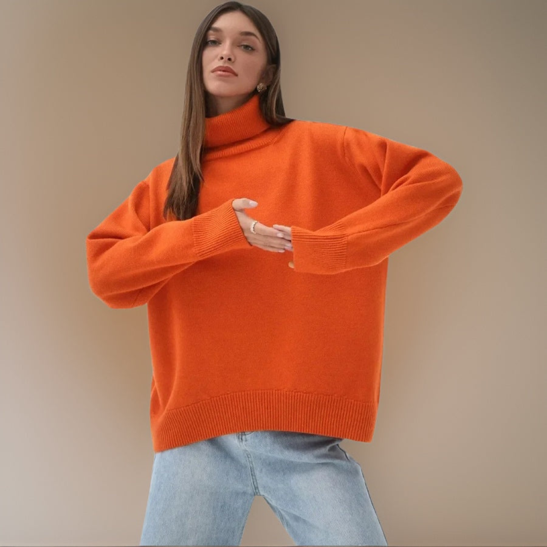 Street-wave Womens Winter Turtleneck Sweater Cozy Knit Elegant Comfort Flattering Fit For Casual Chic