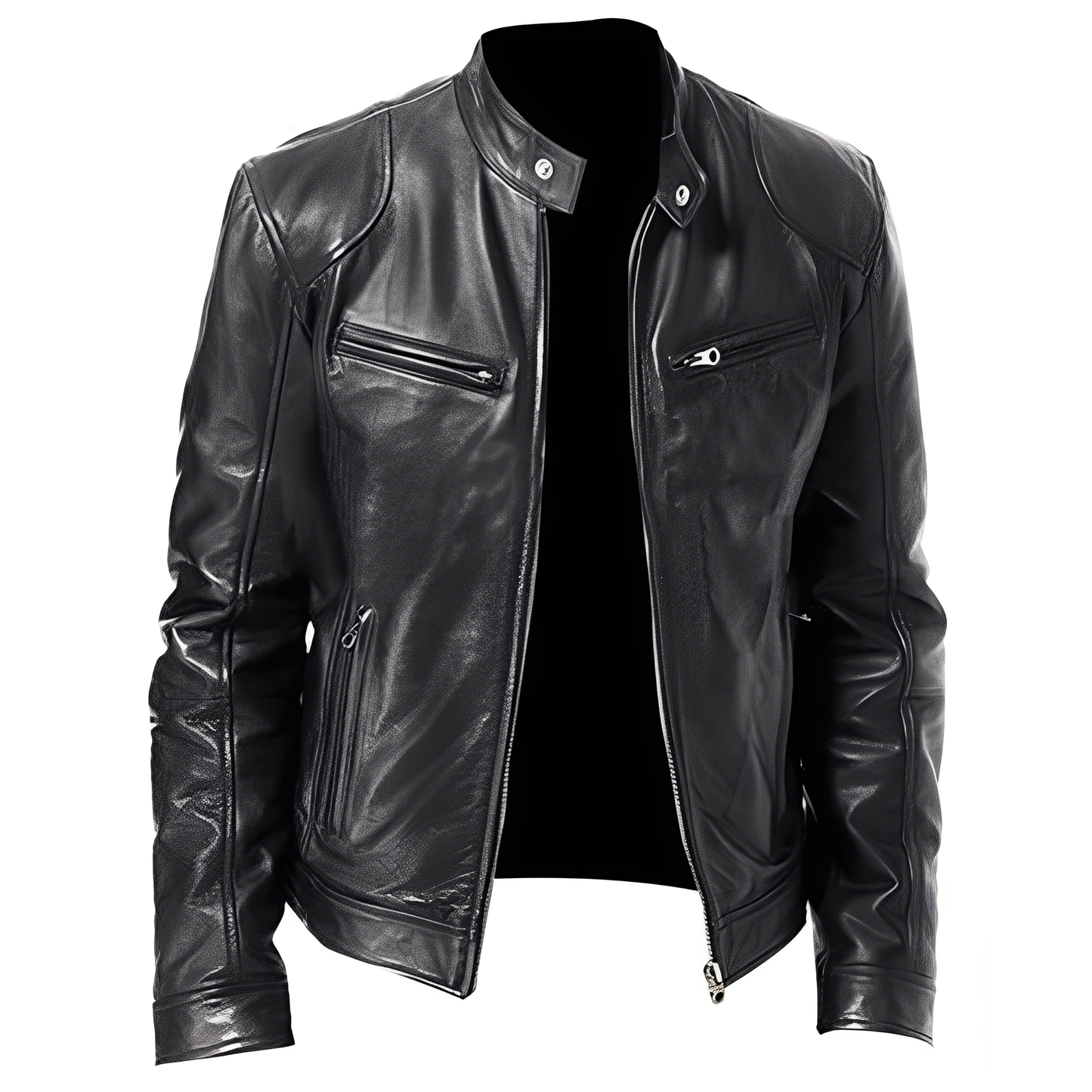 Street-Wave Mens PU Leather Jacket Slim Fit Modern Design for Everyday Urban Wear
