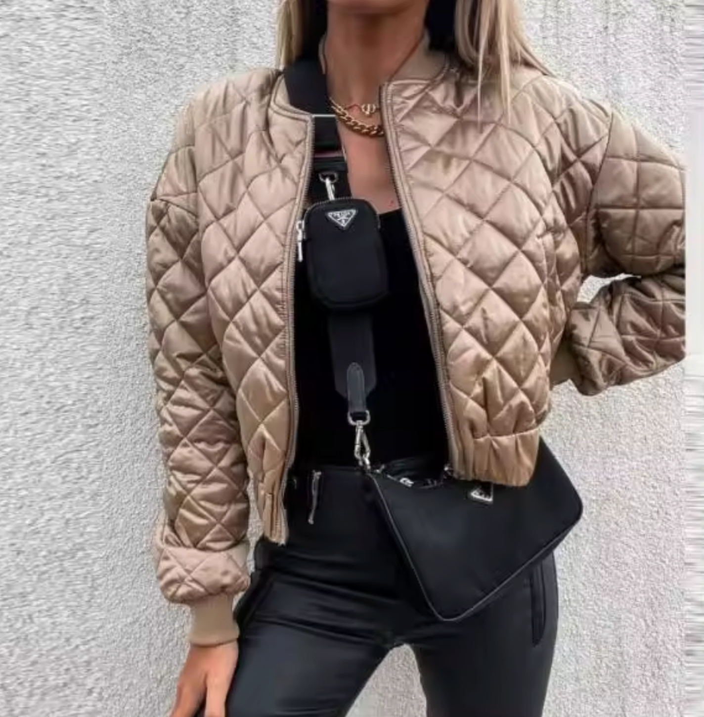 Quilted Bomber Jacket For Women By Streetwave With Diamond Stitch Pattern And All Season Comfort