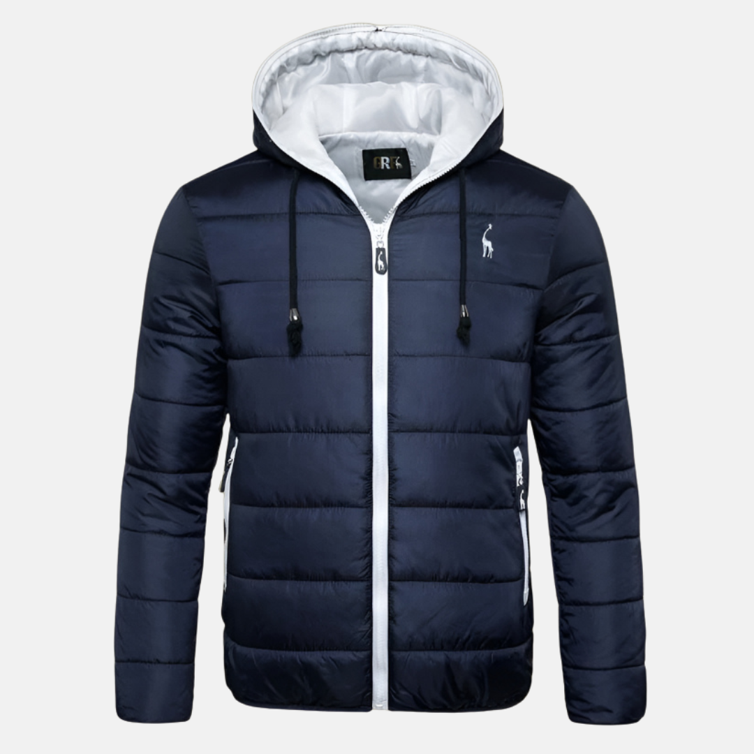 Mens Quilted Down Jacket Hooded Water Resistant Street-Wave