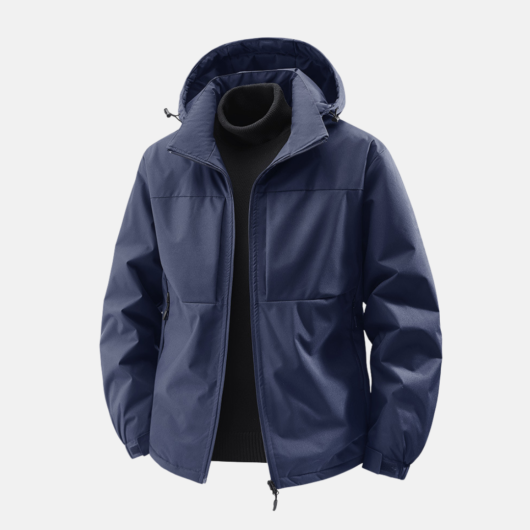 Men's Hooded Jacket Water Resistant Windproof Relaxed Fit Zip Front Pockets Nordisk Flair