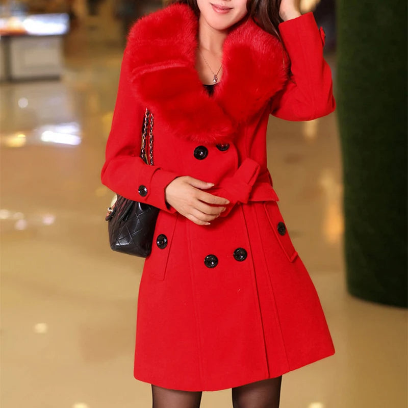 Street-Wave Tailored Coat With Faux Leather Collar For Women, Elegant Outerwear For Everyday And Formal Events