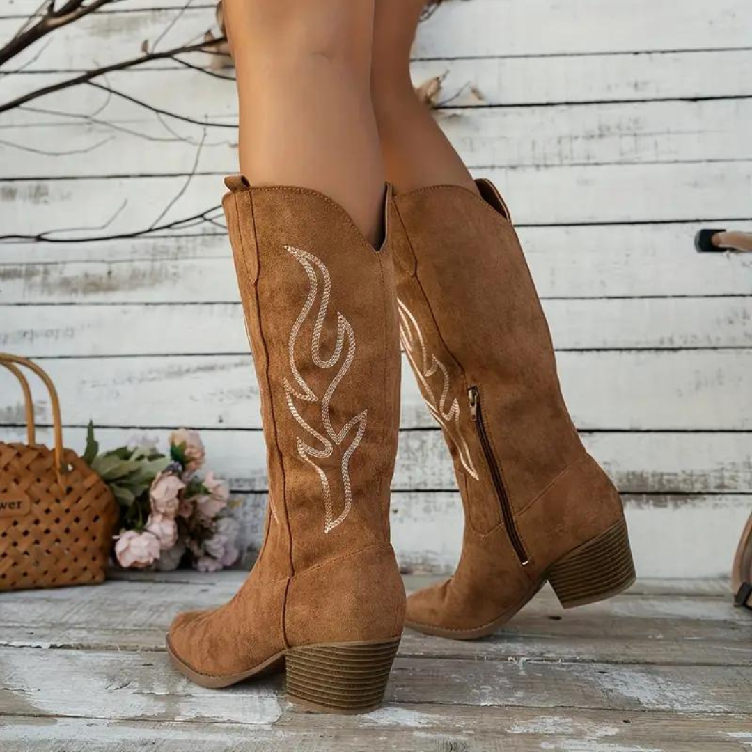 Streetwave Knee High Suede Boots With Chunky Heel And Side Zipper For Stylish Women