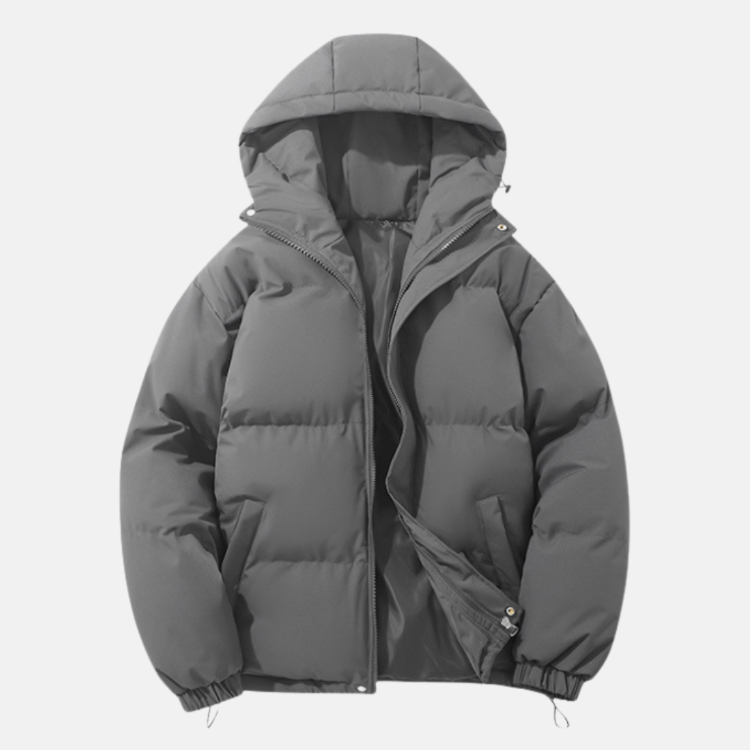 Mens Padded Hooded Coat With Elasticated Hem For Cold Winter Weather Synthetic Insulated Outerwear By Street-Wave
