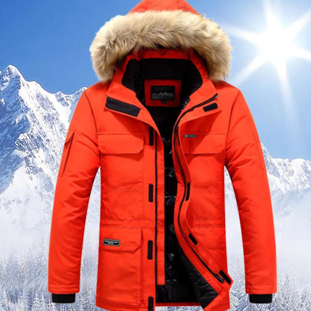 Street Wave Parka For Men With Fur Trim Hood Long Warm Weatherproof Winter Seasonal Insulated Coat