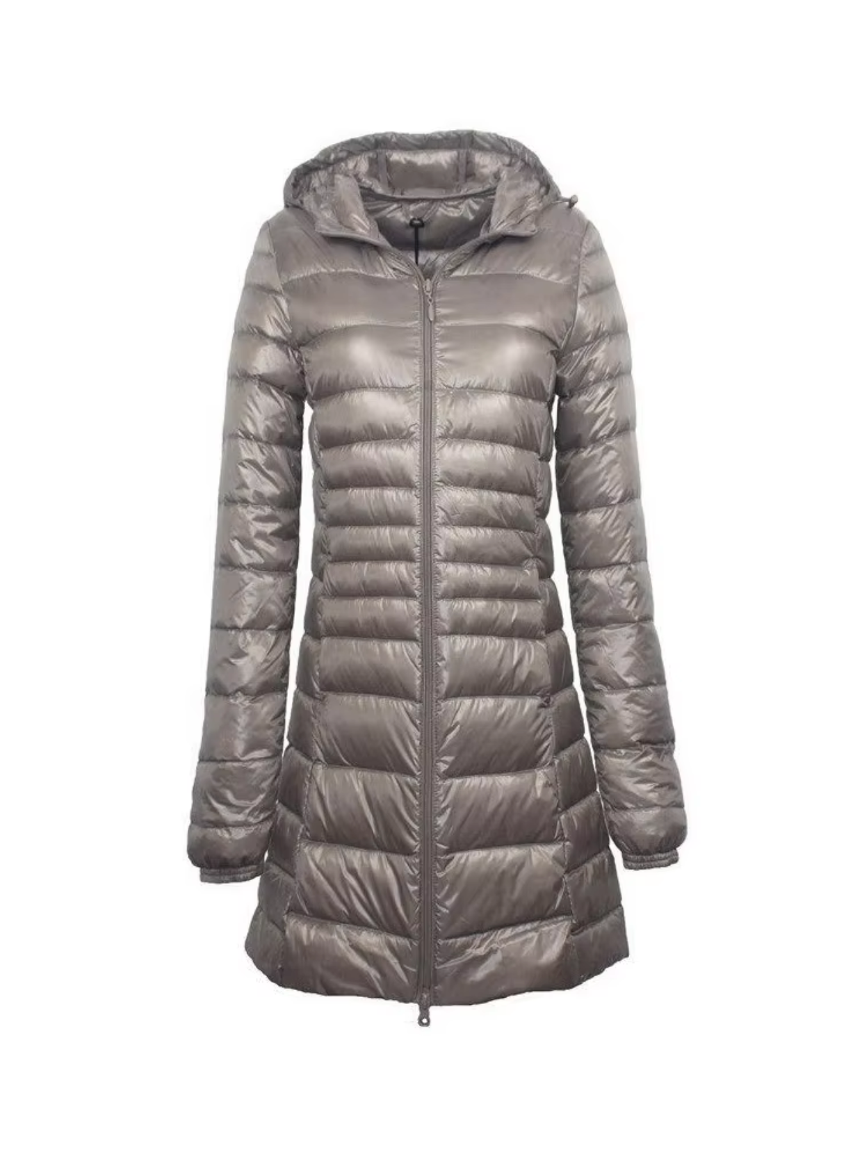 Street Wave Curvy Women Slim Fit Down Jacket With Hood Mid To Long Length Cozy Warmth