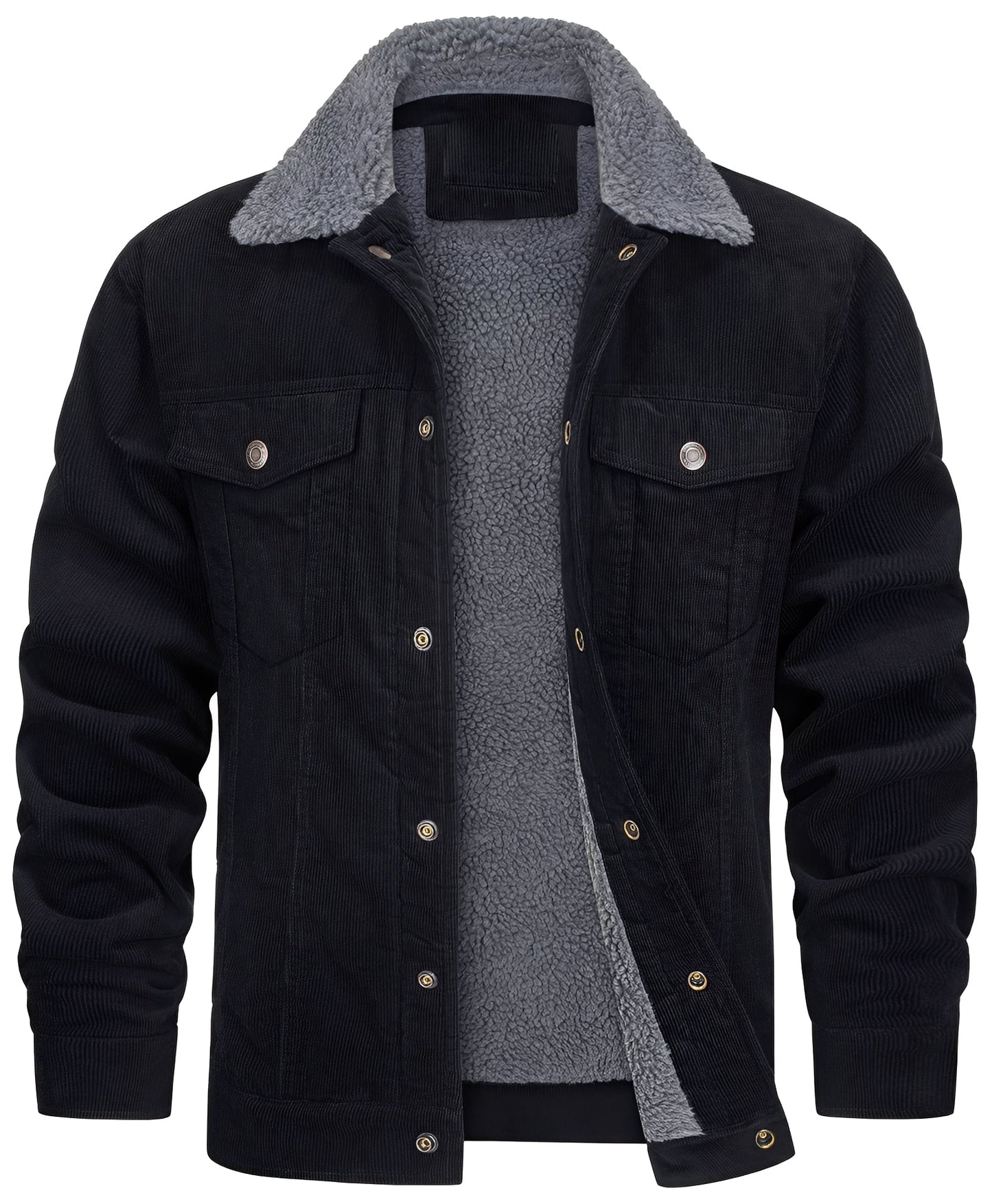 Street-Wave Corduroy Plush Jacket For Men With Sherpa Lining, Timeless Style, Rugged Durability, Premium Comfort