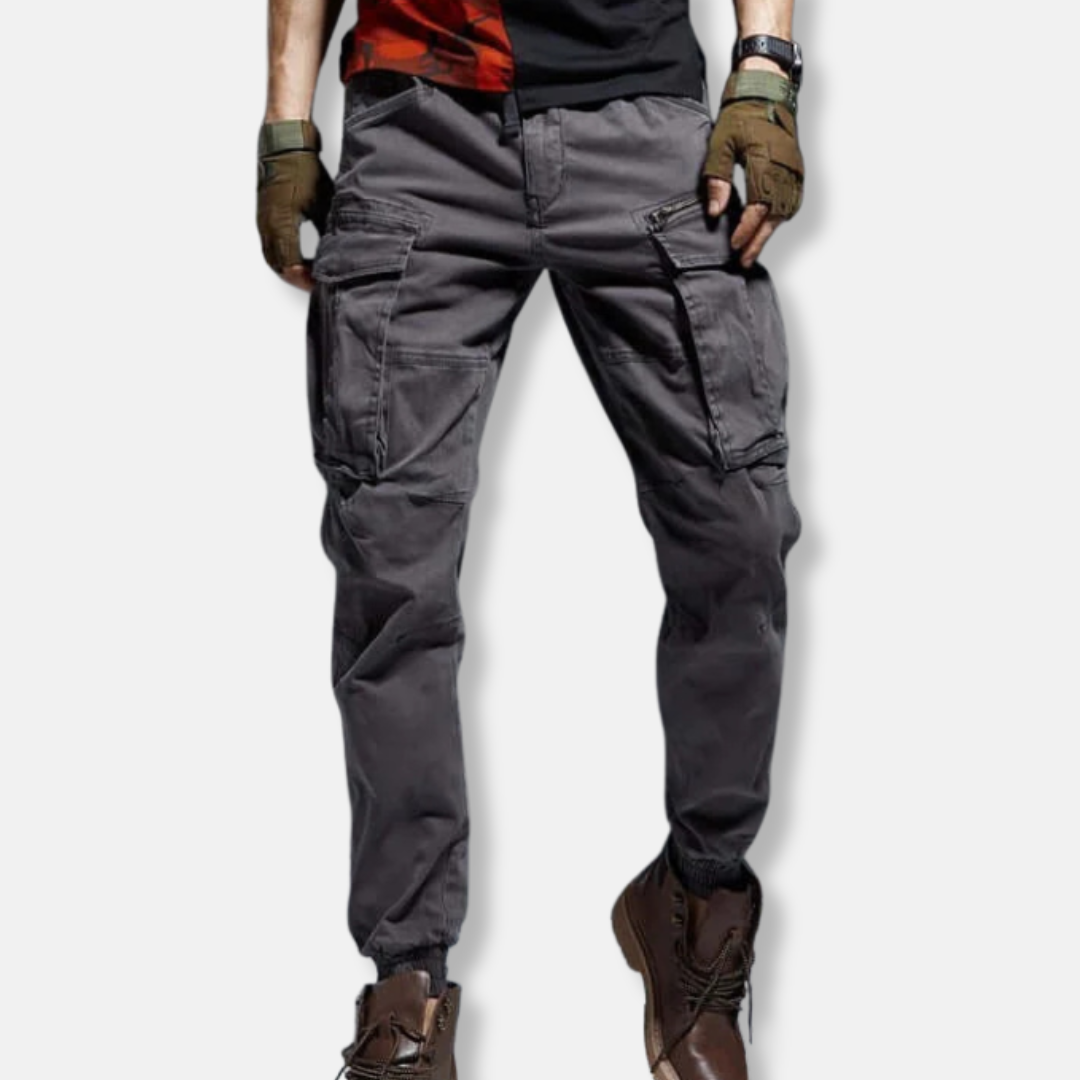 Street-Wave Mens Cargo Jogger Pants Relaxed Fit Cotton Blend Utility Pockets Elastic Cuffs For Everyday Wear
