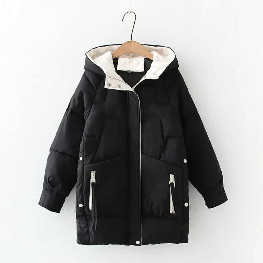 Street Wave Womens Warm Puffer Parka With Thick Insulation And Large Hood For Winter