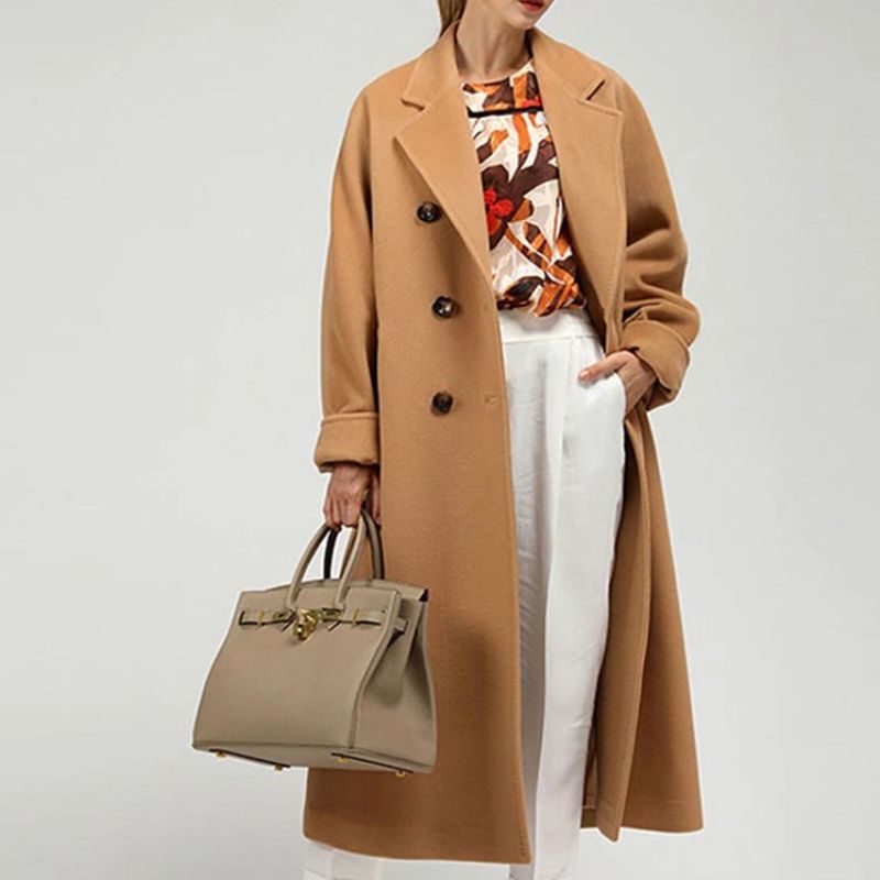 Street-wave Red Long Coat For Women Belted Silhouette Warm Wool Blend Must Have Today