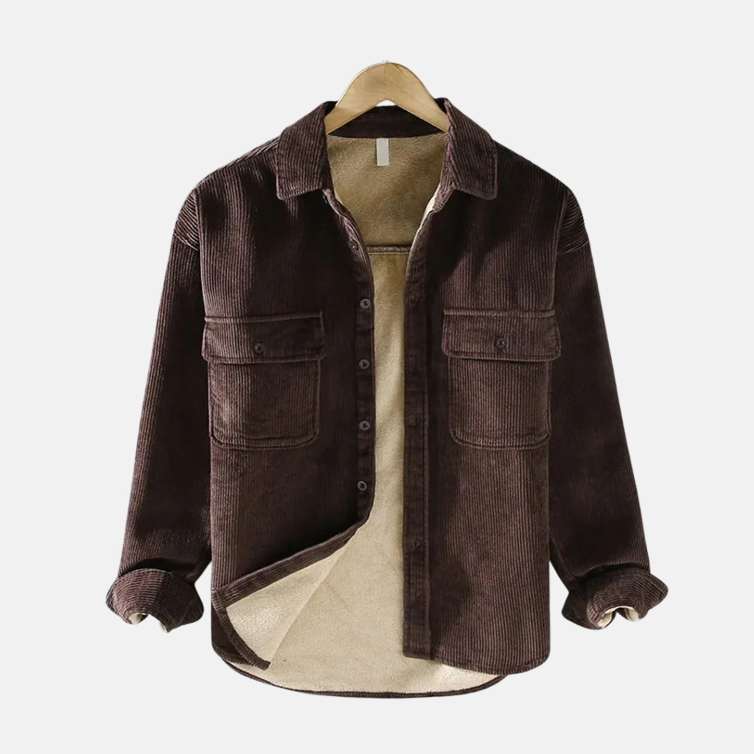 Men's Corduroy Jacket With Relaxed Fit, Button Up Front, Chest Pockets, Soft Textured Casual Wear