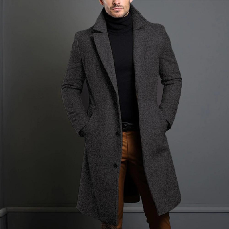 Street Wave Tailored Wool Overcoat For Men Knee Length Timeless Camel