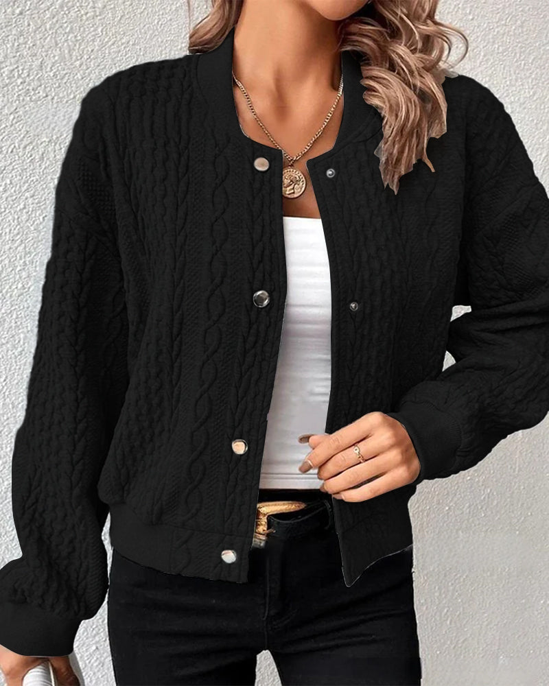 Street Wave Cable Knit Cardigan For Women Cozy Button Front Versatile Fall Fashion
