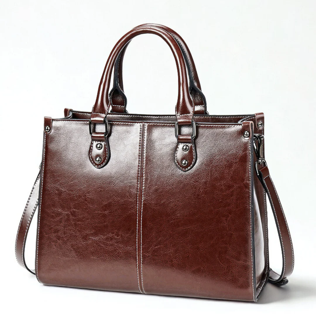 Street-Wave Arden Structured Tote Bag - Genuine Leather, Polished Structured Silhouette, Spacious Work To Weekend Interior