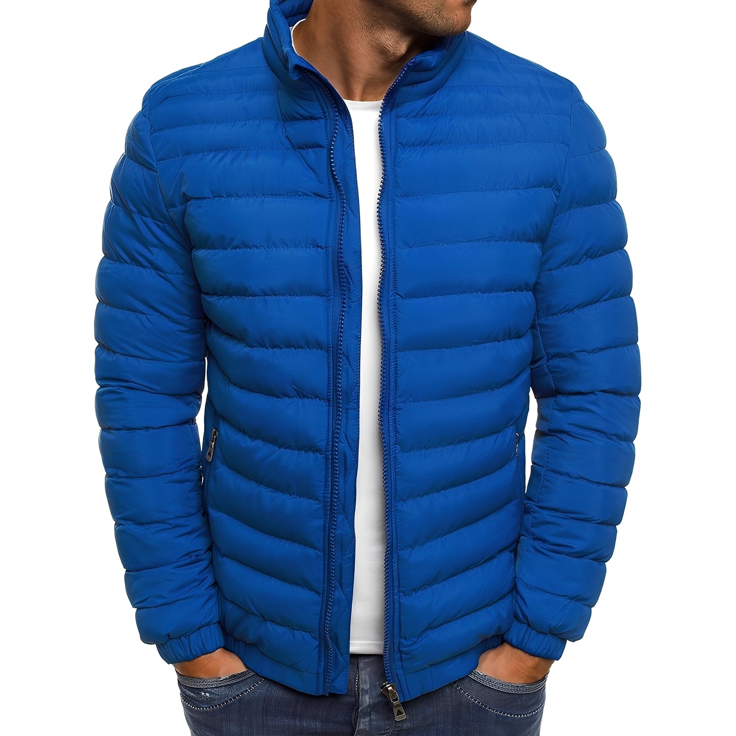 Street-wave Lightweight Puffer Jacket For Men - Casual Everyday Outerwear With Easy Comfort