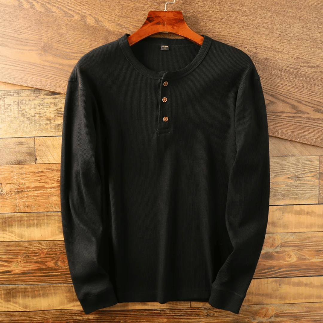 Nordic Flair Mens Henley T Shirt 100% Cotton Long Sleeve Soft Breathable Everyday Shirt