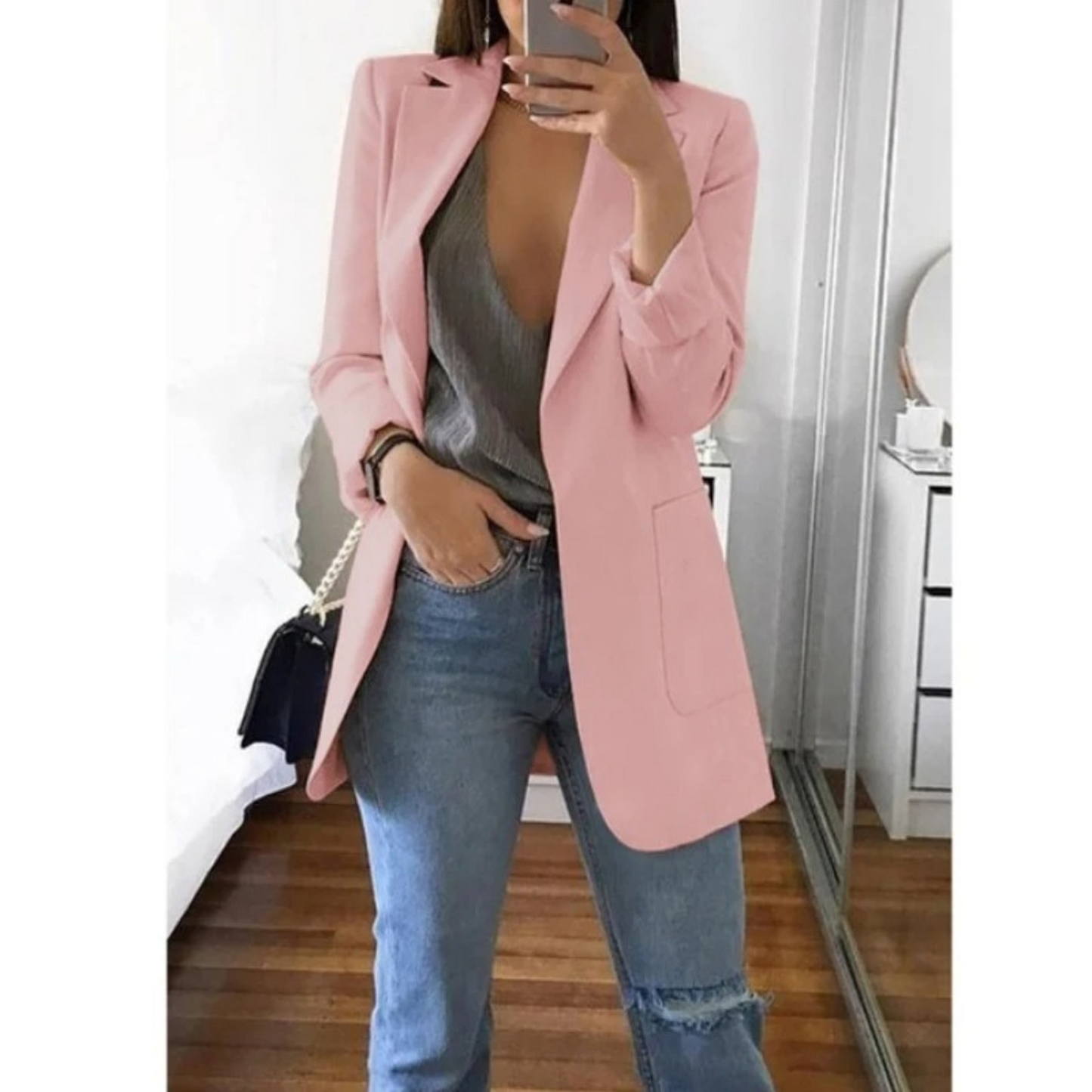 Street-Wave Women Blazer Khaki Lightweight Elegant Tailored Jacket For Everyday Style