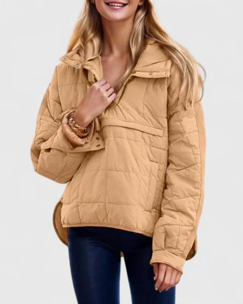 Street-Wave Puffer Pullover Jacket for Women, Cozy Warmth With Modern Casual Style