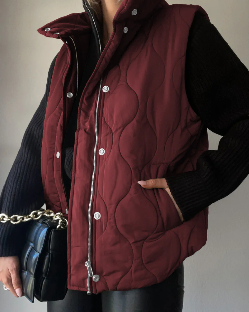 Street-Wave Plus Size Puffer Vest Oversized Quilted Outerwear For Women Cozy Warm
