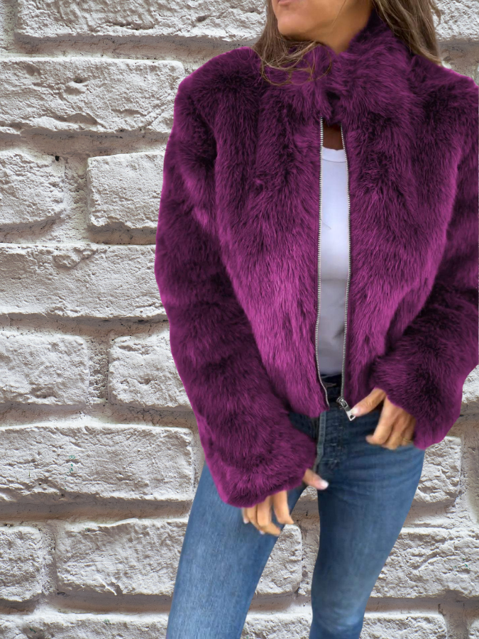 Street-Wave Warm Faux Fur Coat For Women, Elegant Cozy Autumn Jacket, Premium Materials