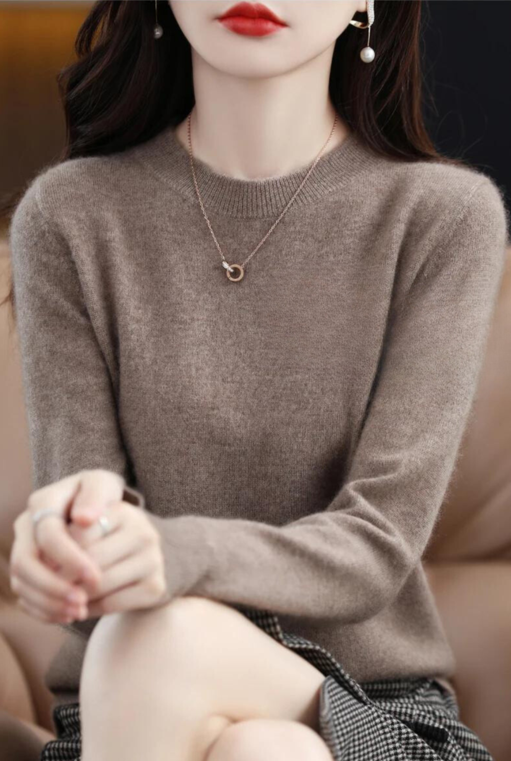 Street-Wave Soft Pink Knit Pullover For Women Cozy Everyday Wear With Lightweight Comfort