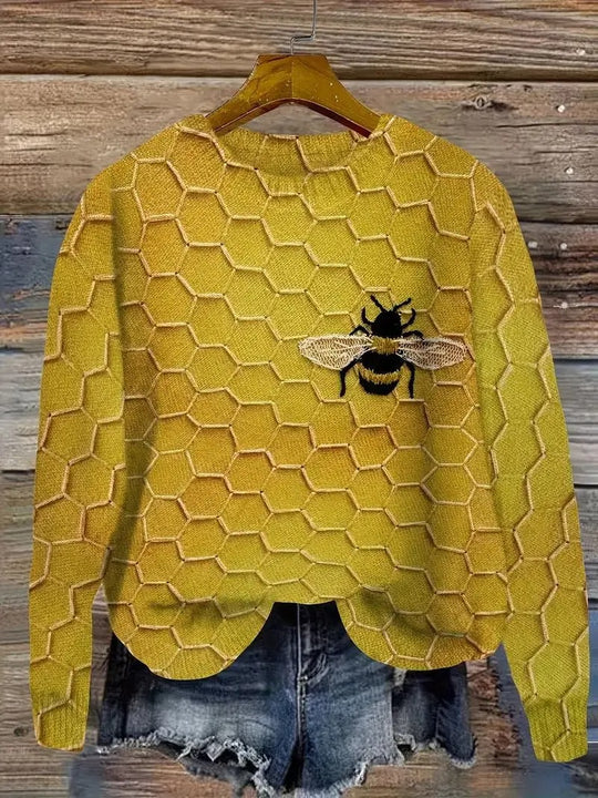Streetwave Womens Knit Top Nanda With Sheep Print Soft Cozy Fit For Spring Fashion