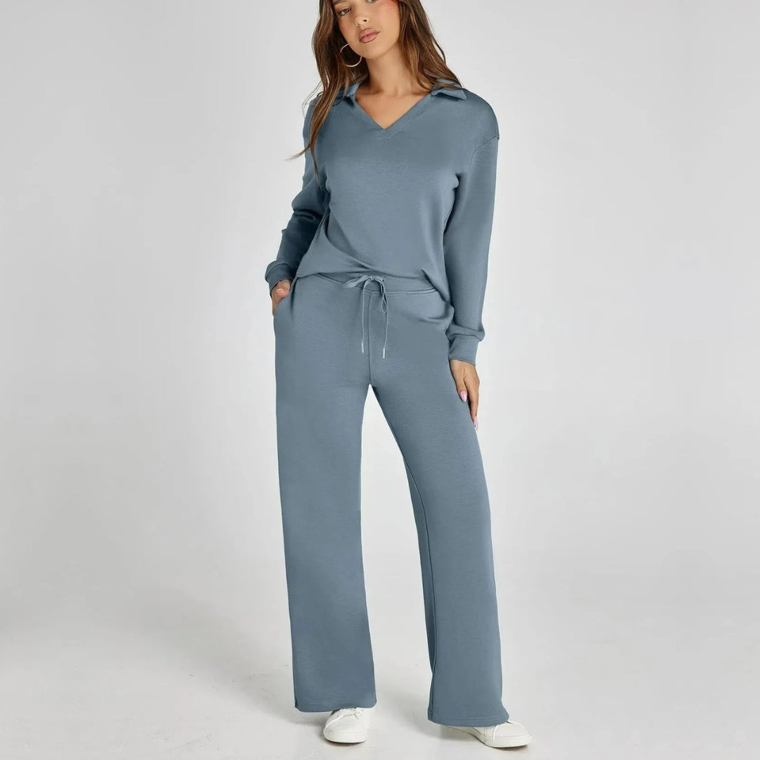 Street-wave Womens Loungewear Set With Wide Leg Pants For Cozy Comfort And Style