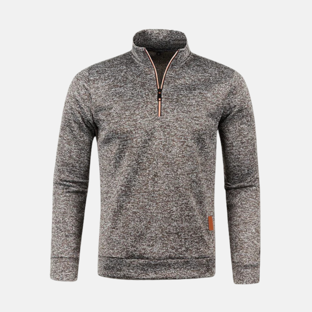 Men's Micro Textured Knit Quarter Zip Sweatshirt Stand Up Collar Regular Fit Black