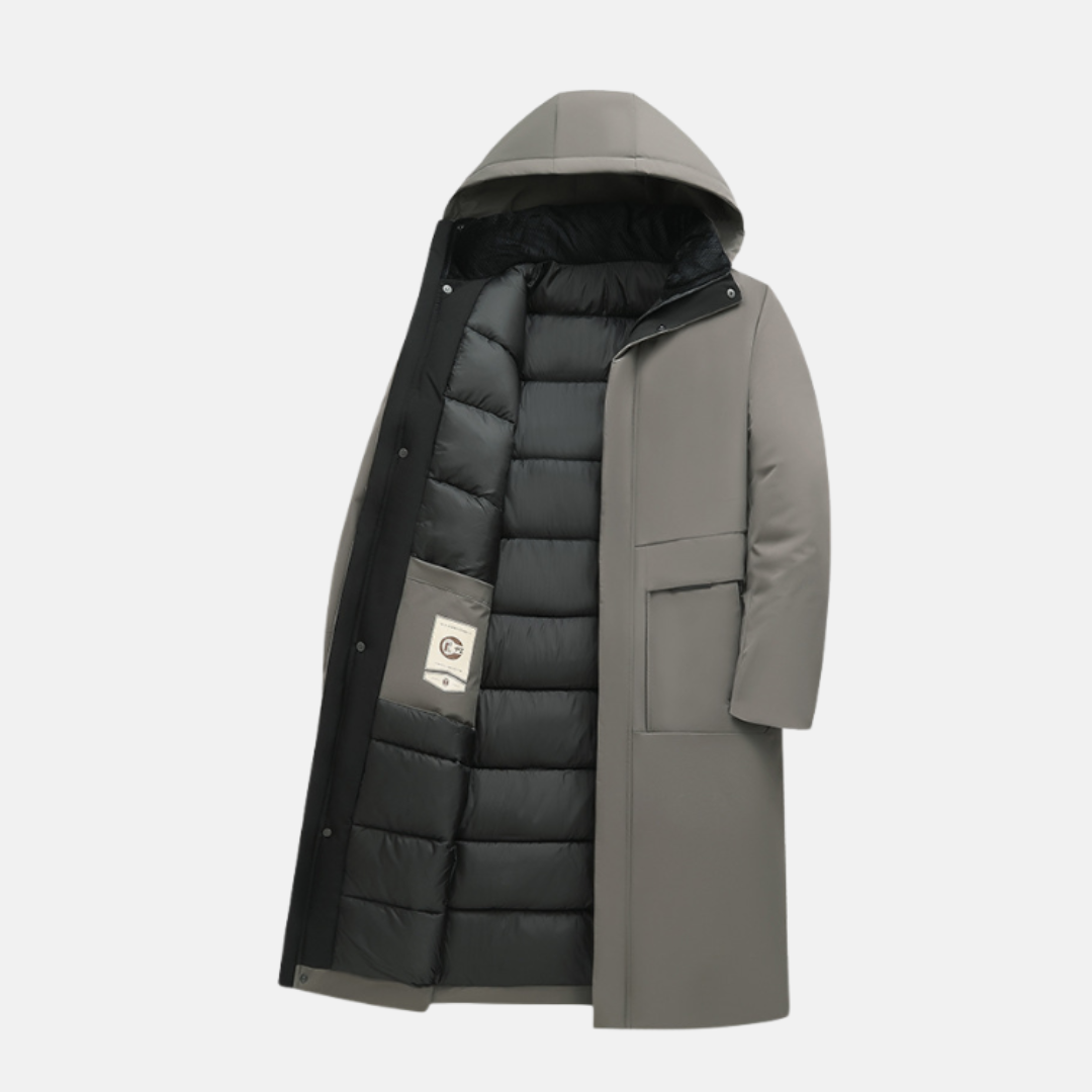 Street Wave Mens Insulated Long Coat With Hood For Winter