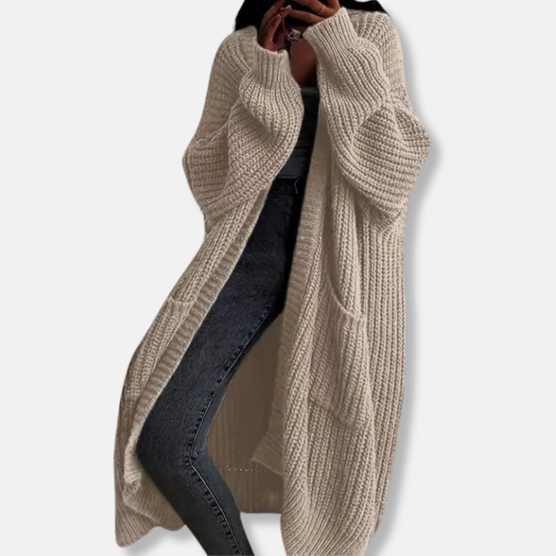 Street Wave Women's Cardigan Ribbed Knit Oversized Maxi Open Front Pockets