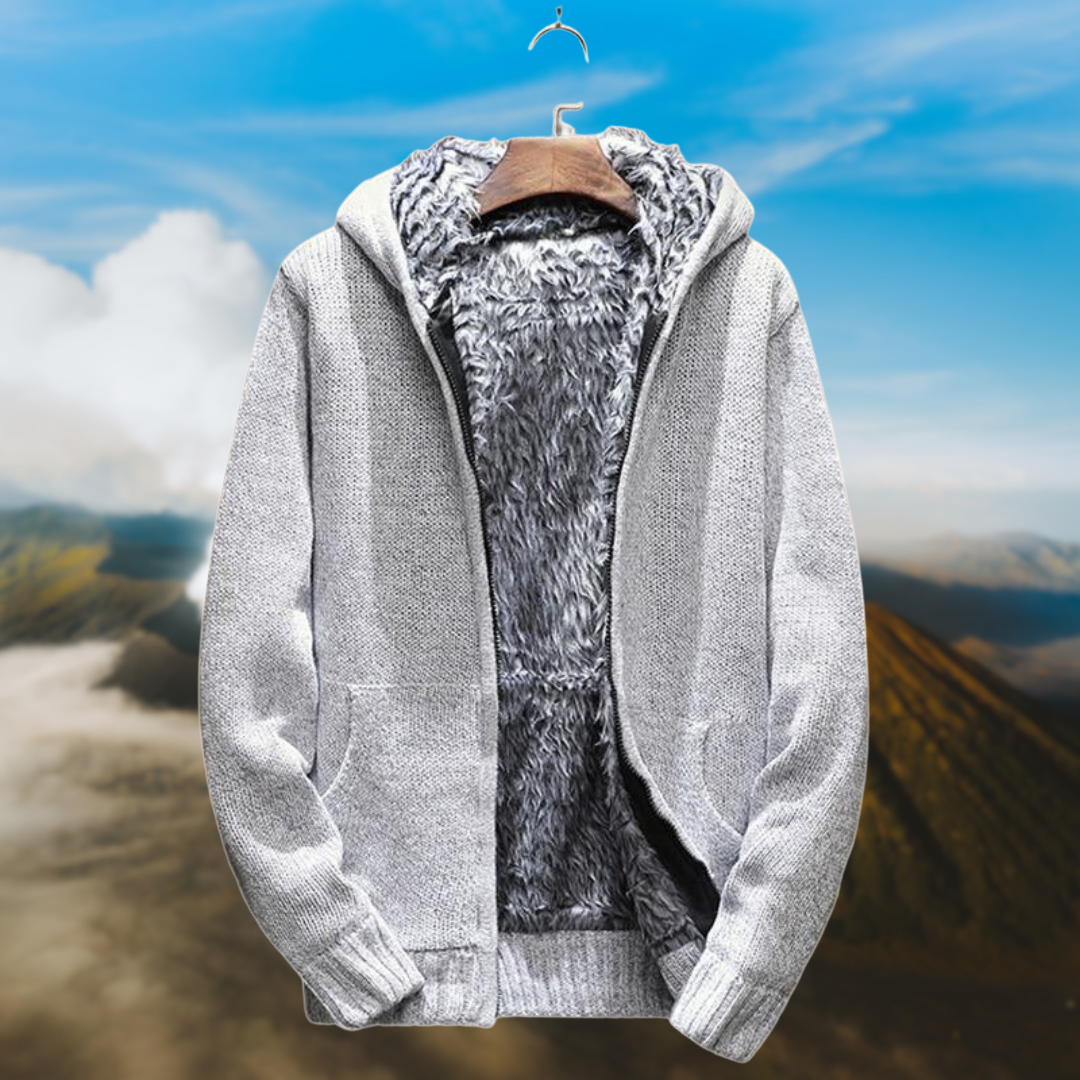 Street-wave Faux Fur Lined Winter Coat For Men Warm With Full Zip Front Insulated Outerwear