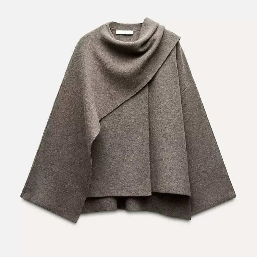 Amelie Wool Cape Coat With Integrated Scarf By Streetwave For Women For Elegant Warmth And Comfort
