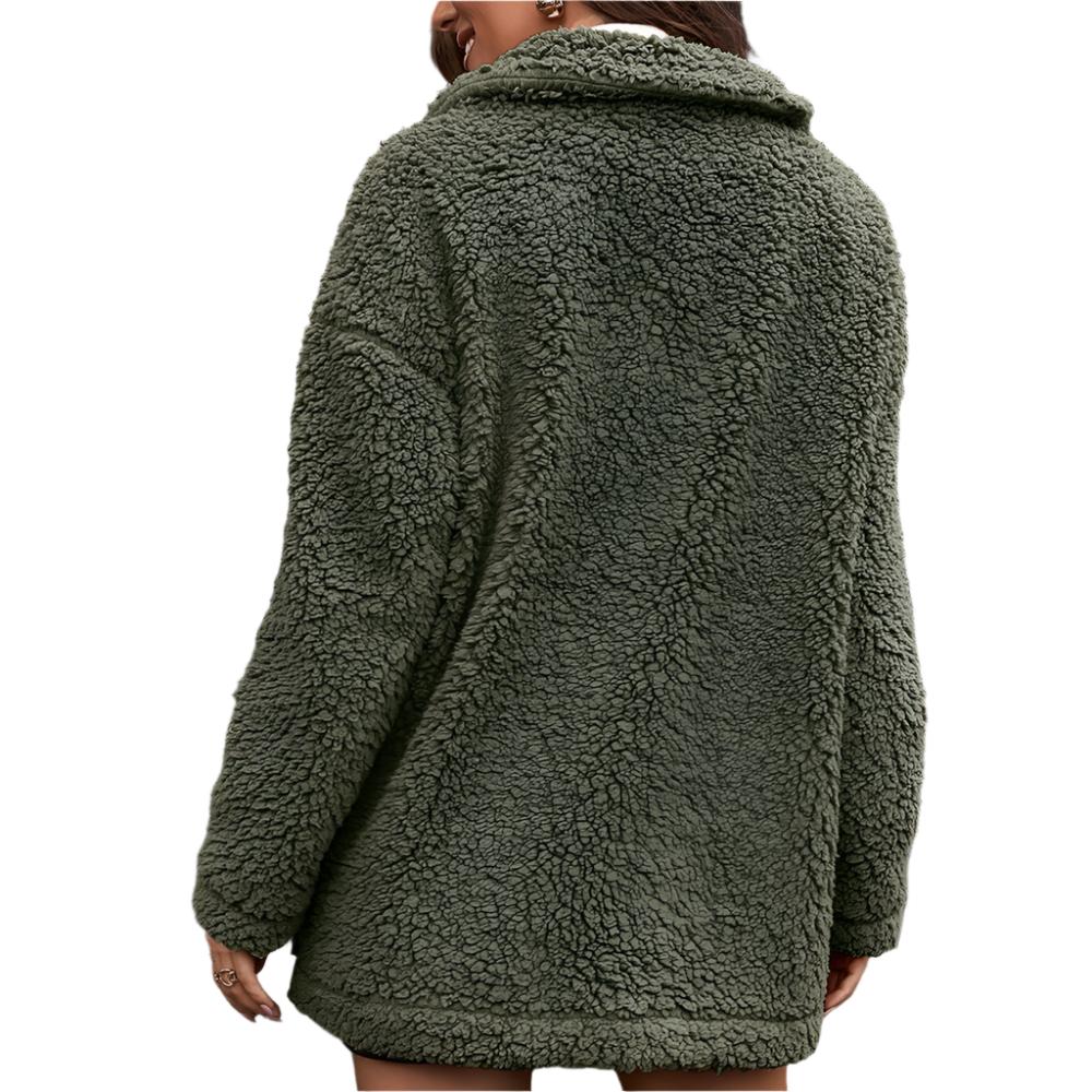 Street-Wave Women's Cozy Fleece Jacket With Zip Front Soft Sherpa Lined Warm Coat