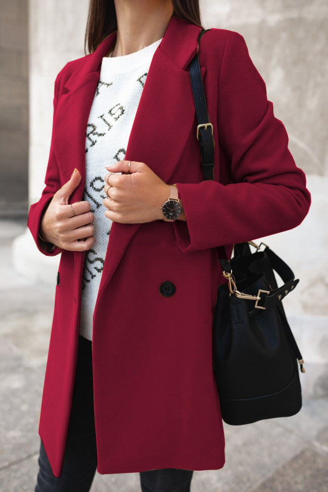 Street-wave Women's Button Front Coat Elegant Durable Outerwear For Modern Women