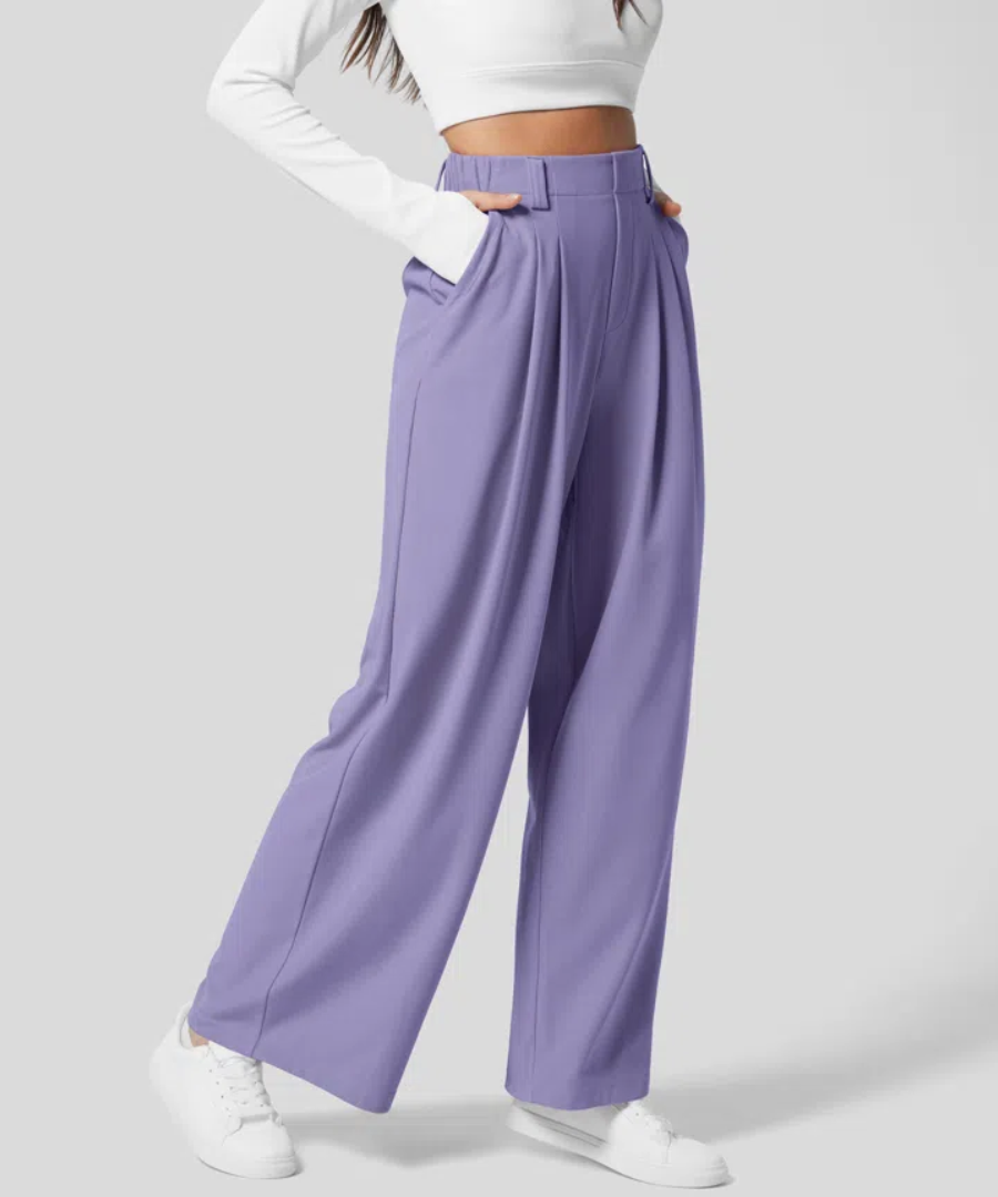 Street-Wave Wide-Leg Tailored Pants For Women High-Waist Comfort And Elegant Style