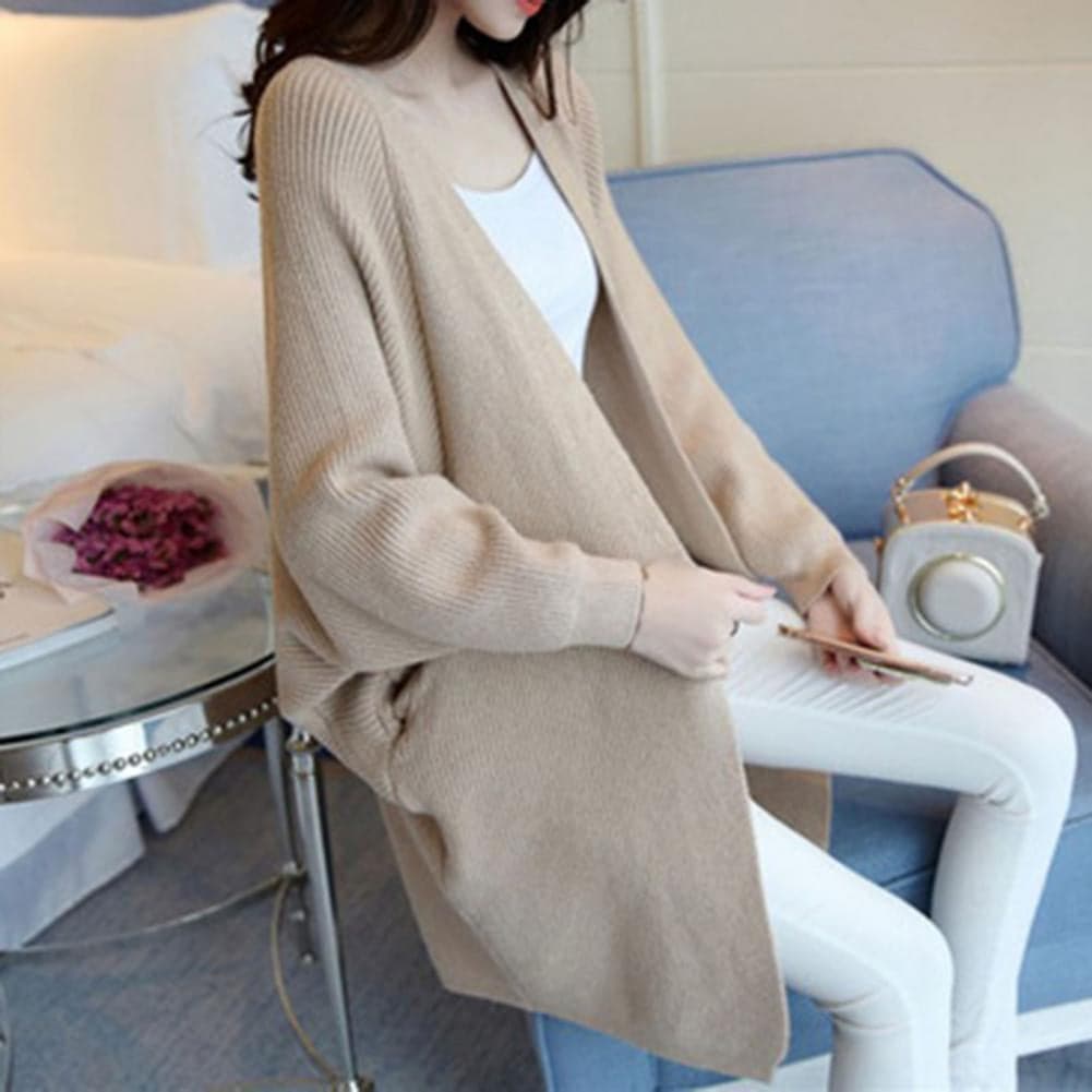 Street-Wave Long Cardigan In Soft Knit Open Front Relaxed Fit With Pockets For Women