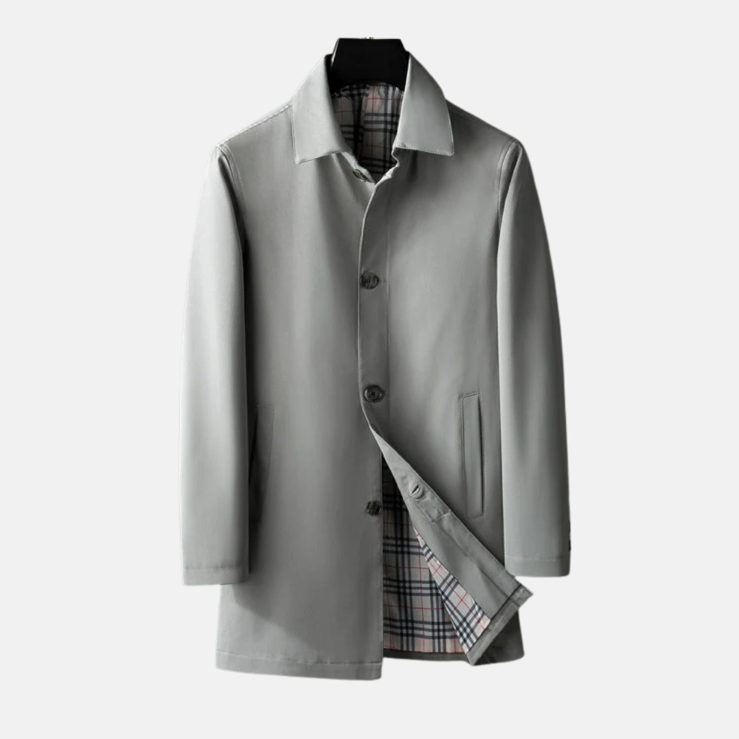 Street-Wave Wool Blend Coat Men's Tailored Fit Button Front Sleek Formal
