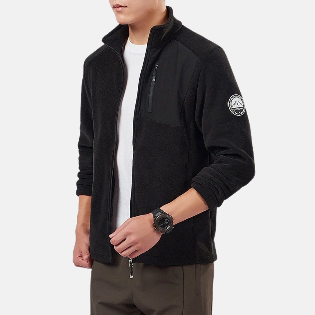 Street-Wave Mens Fleece Jacket With Stand Collar Full Zip Regular Fit Elastic Cuffs Winter Outerwear