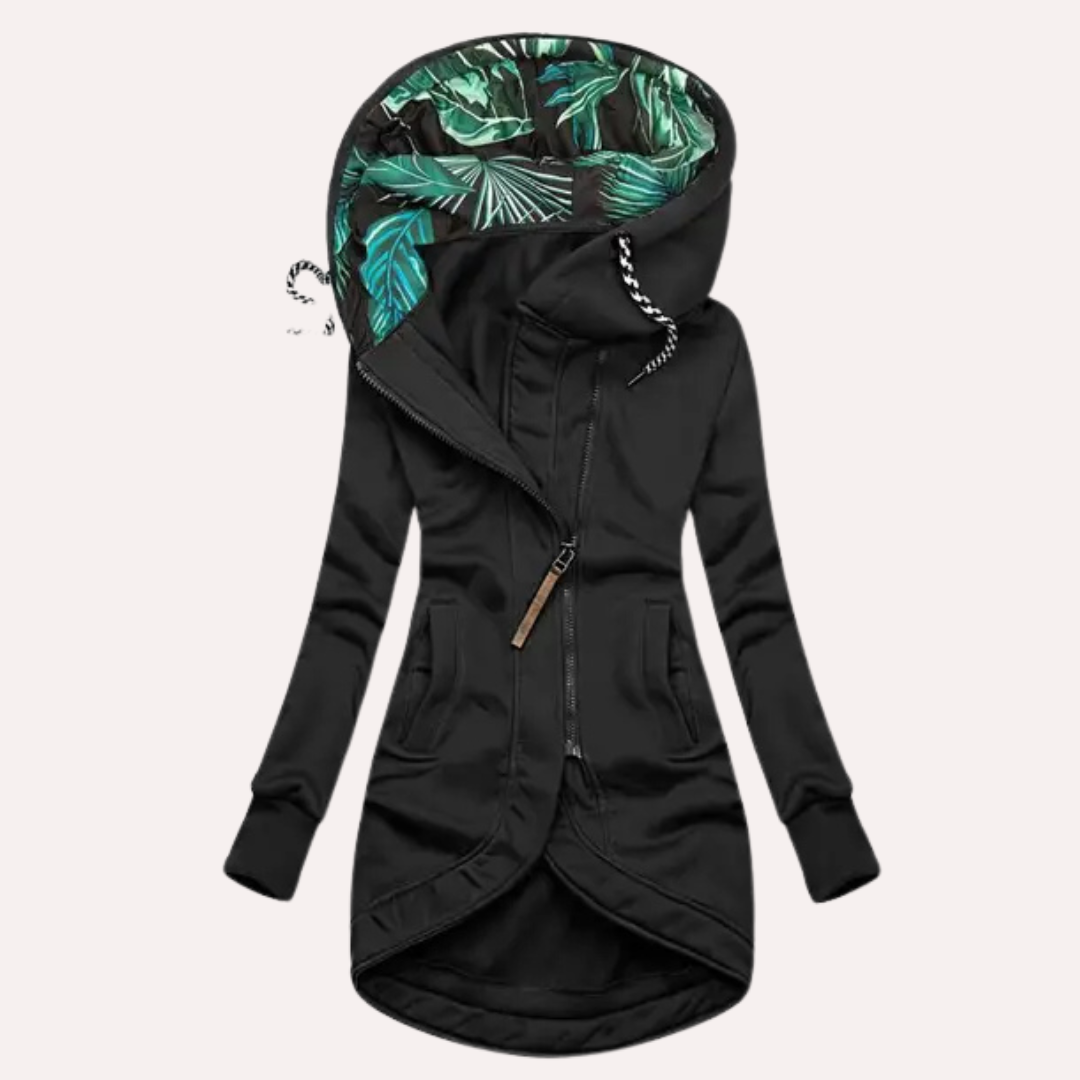 Street-wave Women's Elegant Hoodie With Tailored Silhouette And Cozy Tropical-Lined Hood