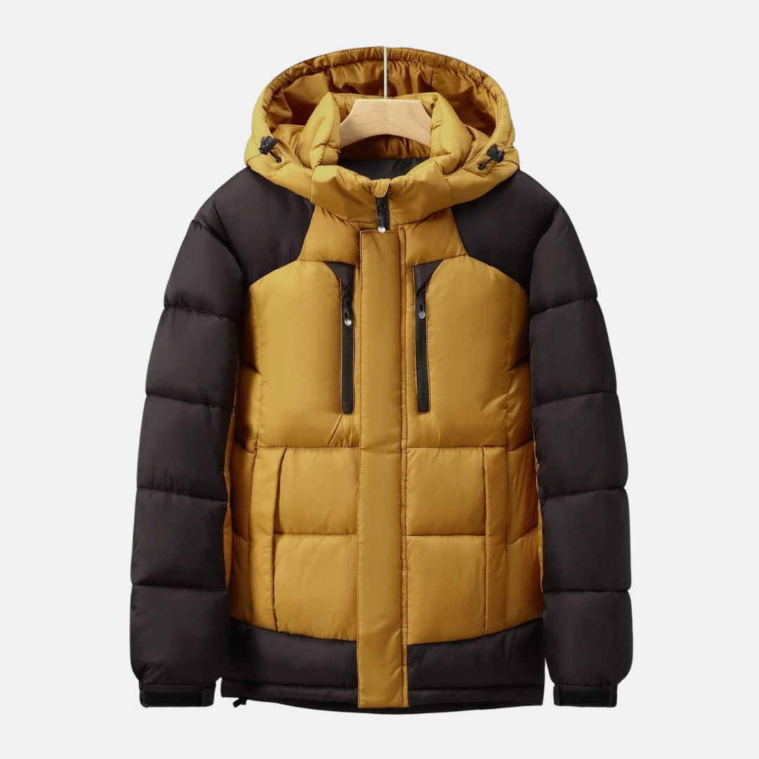 Men's Padded Jacket With Detachable Hood Insulated Warmth Secure Pockets Adjustable Cuffs Regular Fit Hip Length