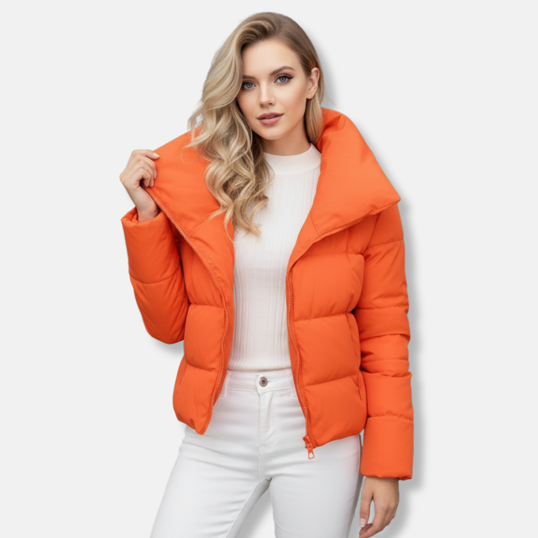 Street-Wave Women's Quilted Coat Padded Warmth Funnel Neck Asymmetric Zip