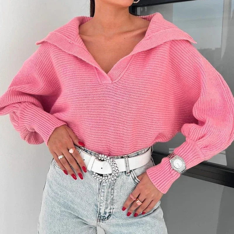 Streetwave Womens Chunky Knit Pullover With Balloon Sleeves For All Season Style And Comfort