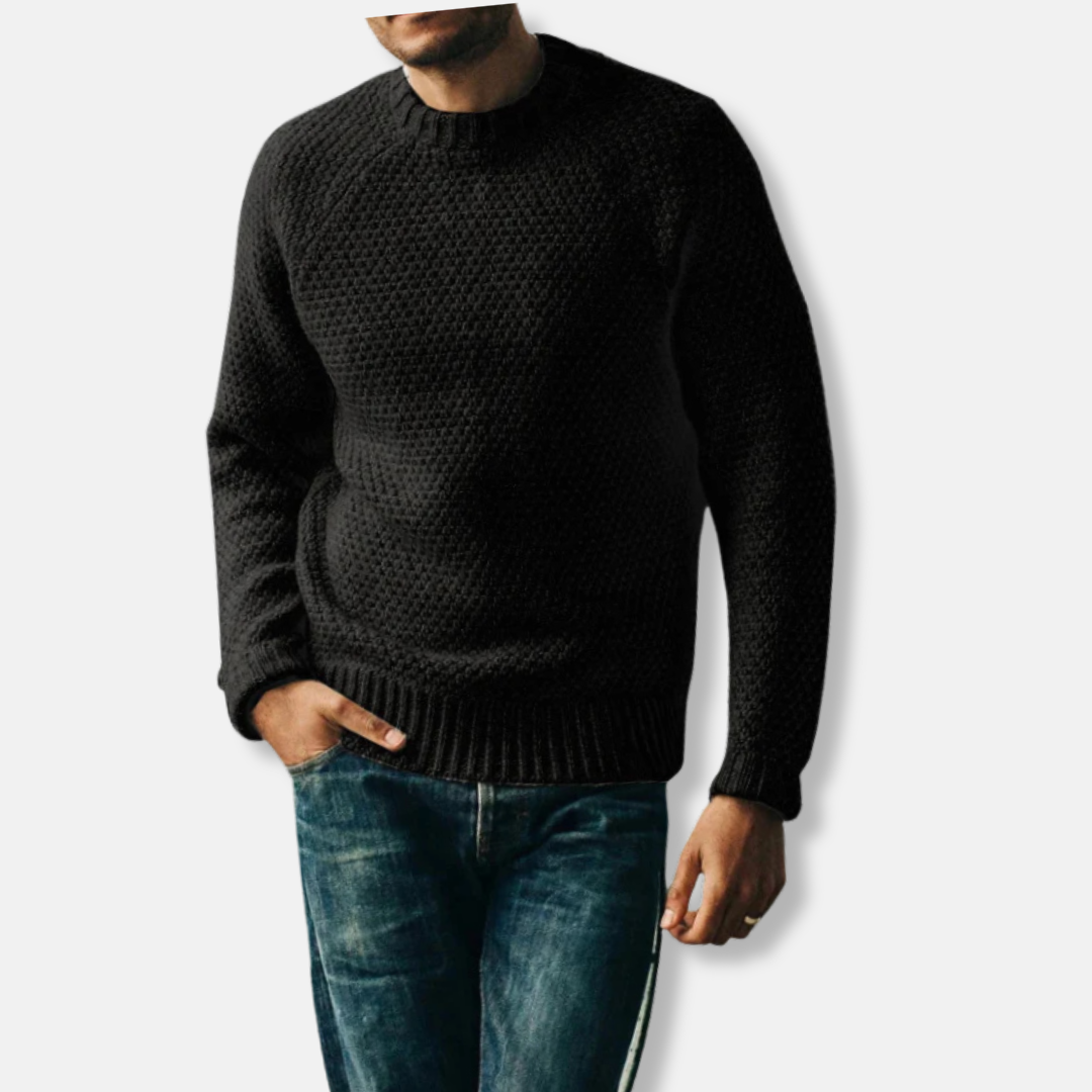 Street-Wave Wool Blend Crew Neck Sweater Raglan Relaxed Fit For Men