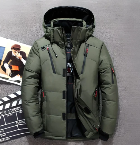 Street-wave Luxurious Down Jacket for Cold-Weather Wearers with Insulated Lining and Adjustable Hood
