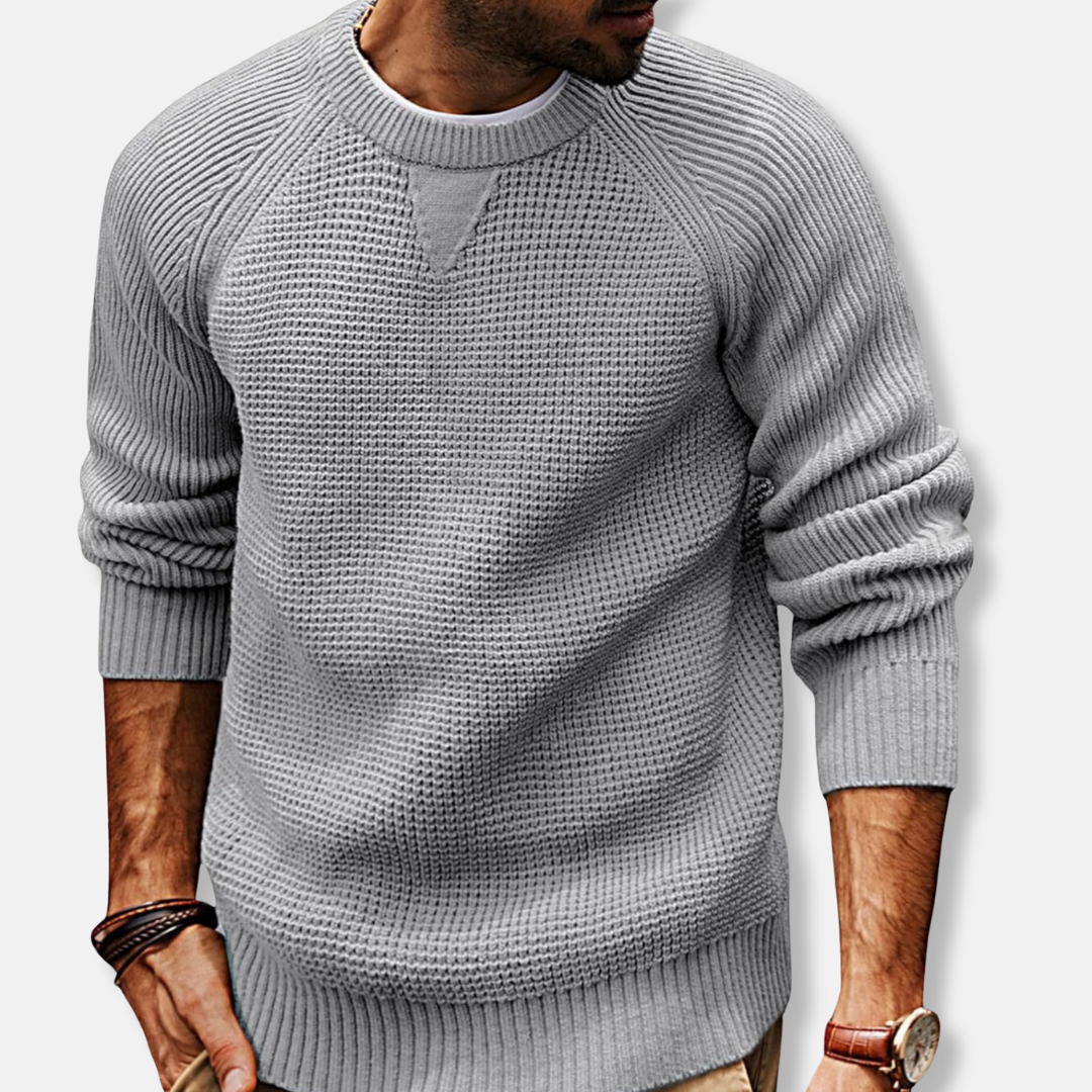 Street-Wave Men Knit Texture Crew Neck Sweatshirt Comfort